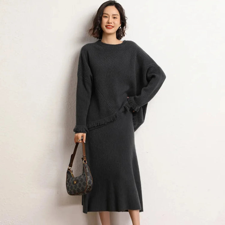Cashmere Sweater And Skirt Two-Piece Set