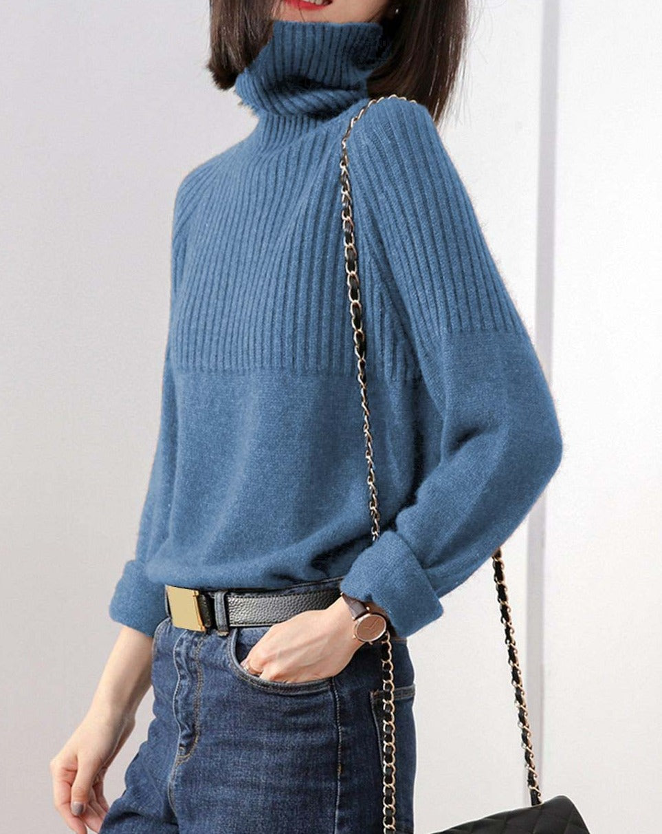 High-Neck Wool Sweater - BEYOND