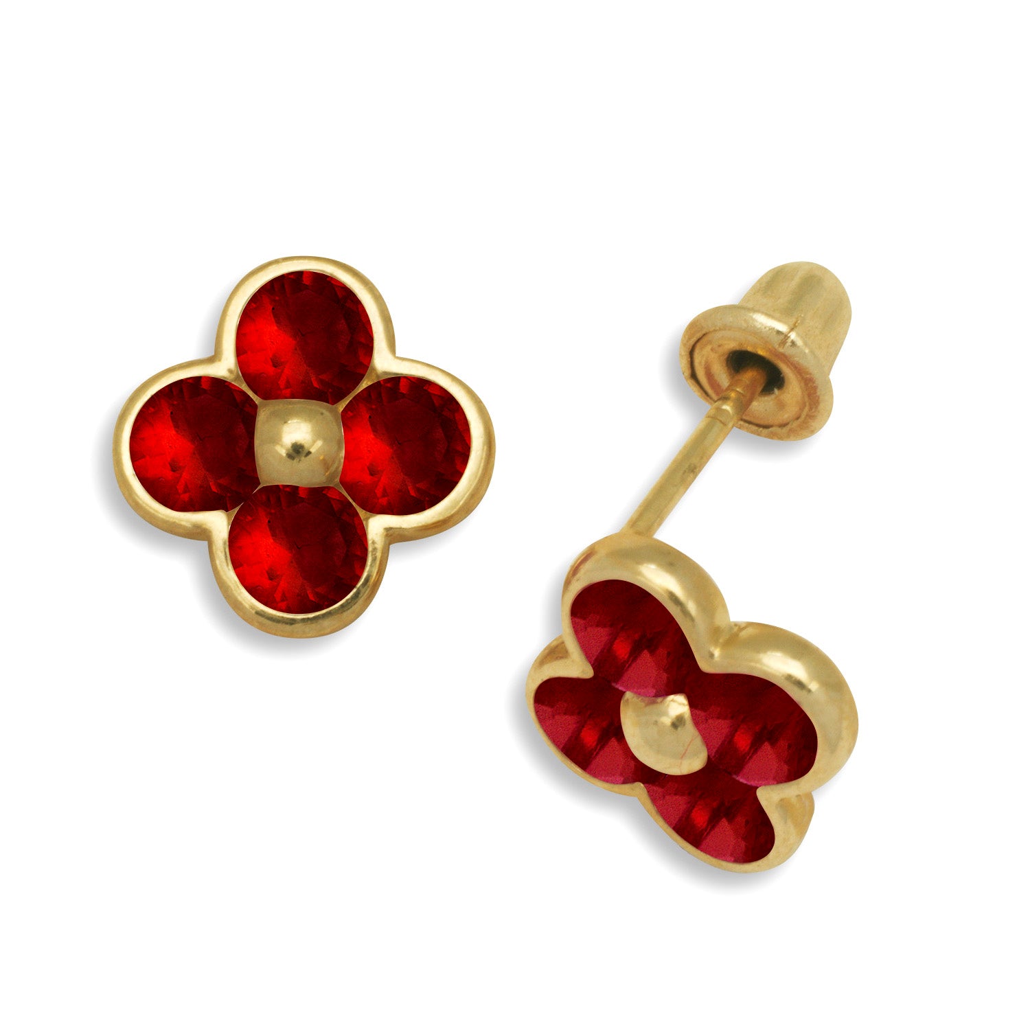 14K Solid Gold Flower Zircon Stud Earrings - BEYOND