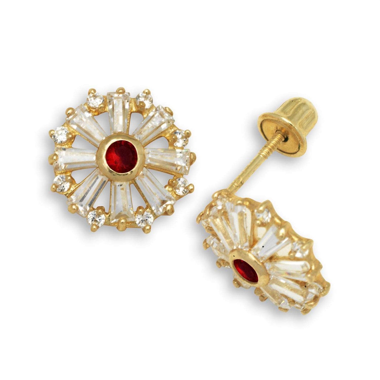 14K Solid Gold Flower Zircon Stud Earrings - BEYOND