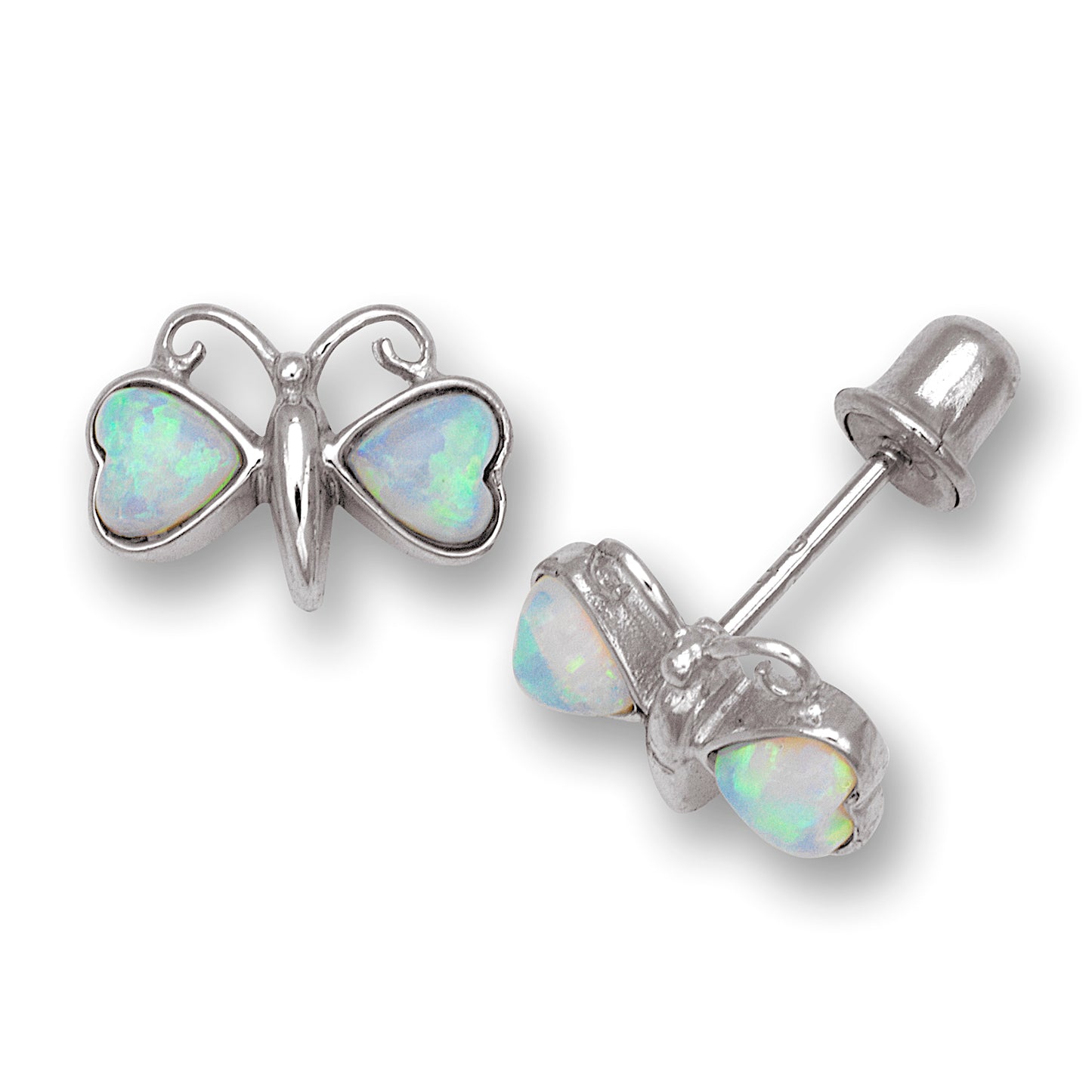 14K Solid Gold Opal Butterfly Stud Earrings - BEYOND