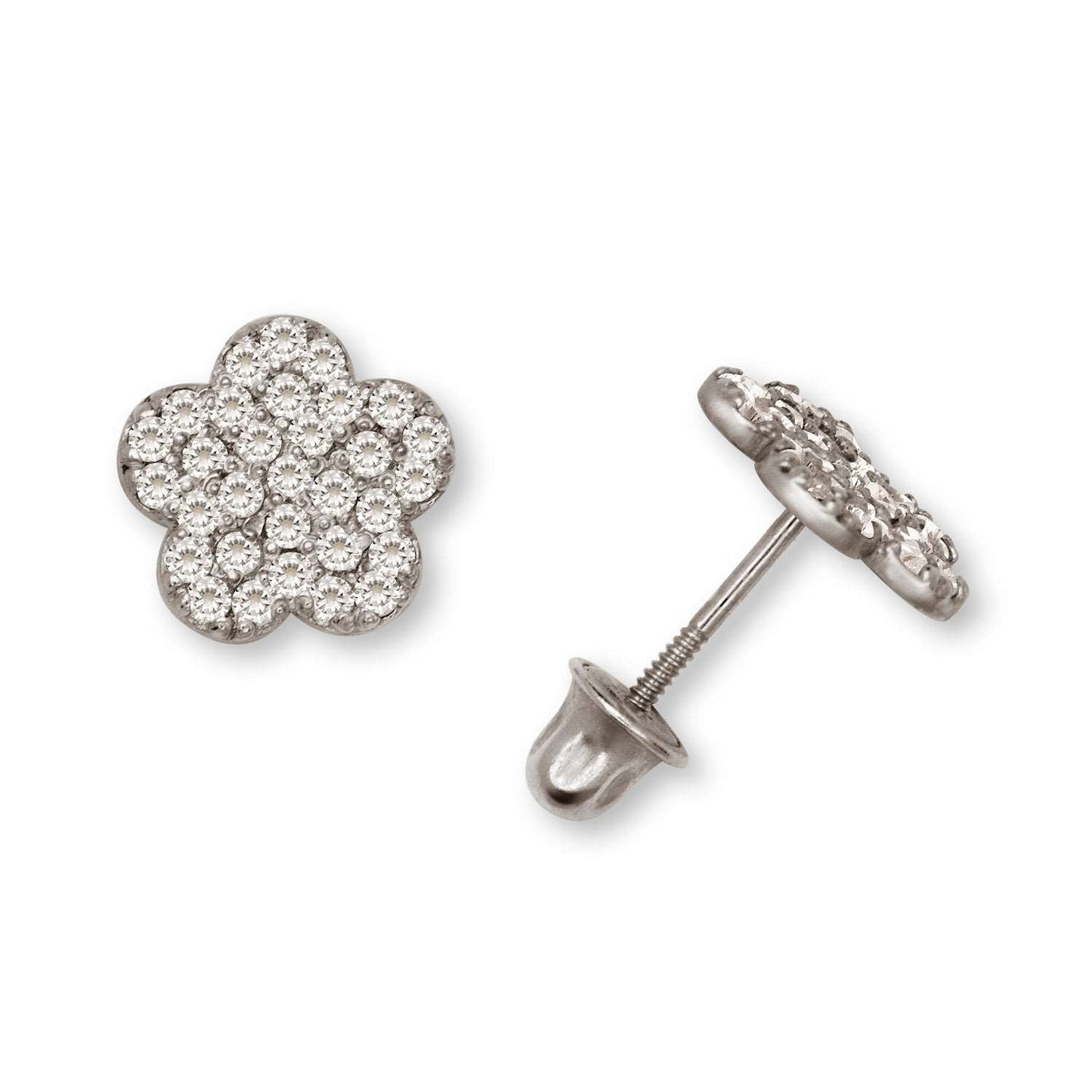 14K Solid Gold Flower Zircon Stud Earrings - BEYOND