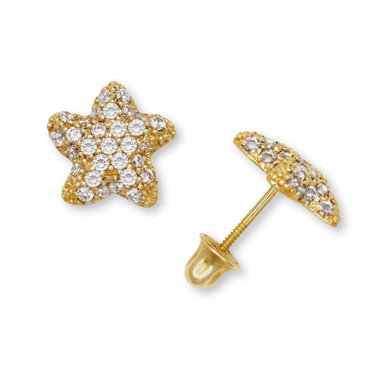 14K Gold Star Zircon Stud Earrings - BEYOND