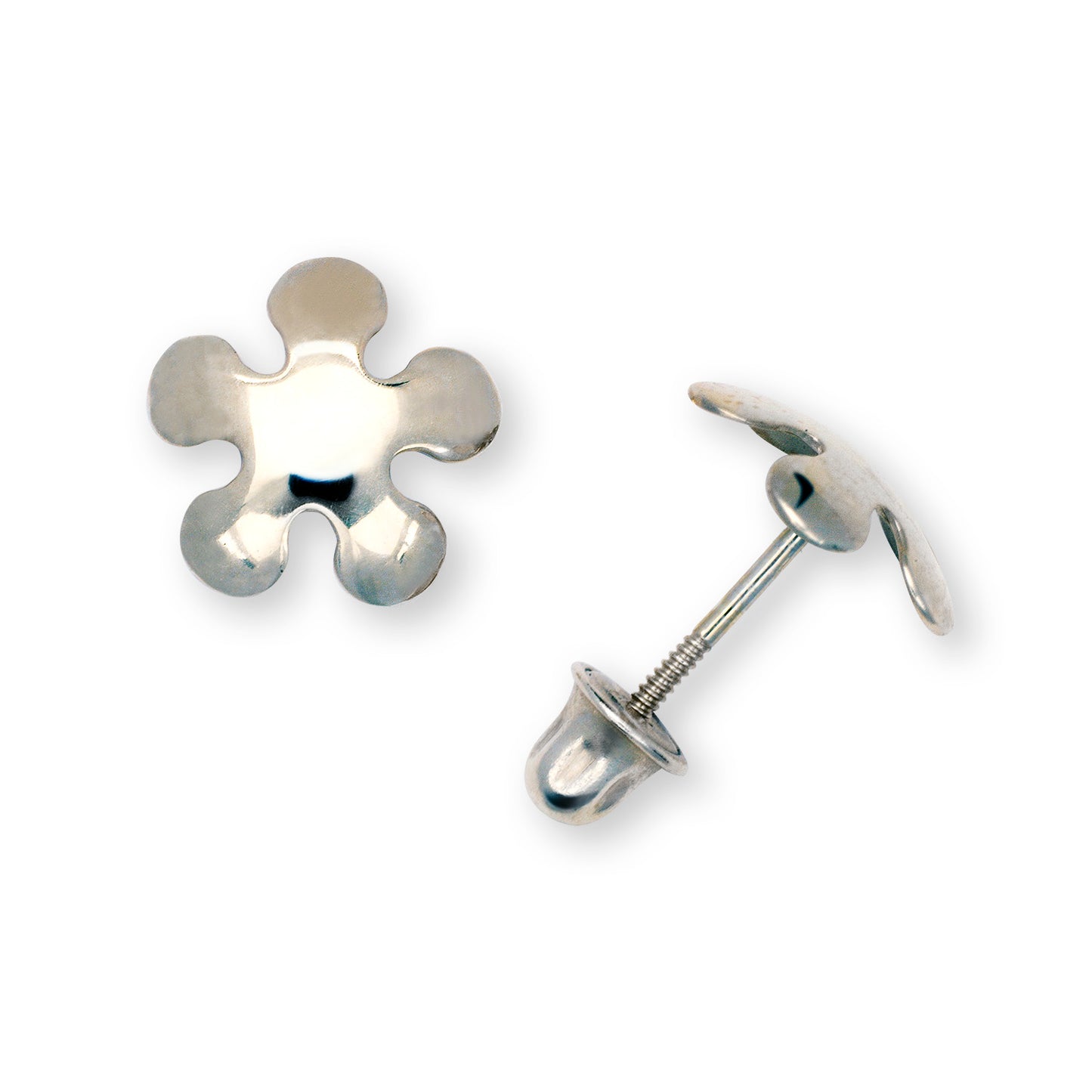 Minimalist 14K Solid Gold Flower Earrings