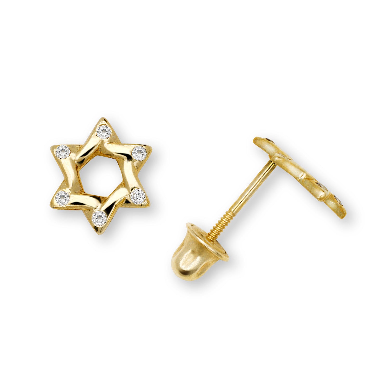 14K Solid Gold Zircon Star Stud Earrings - BEYOND