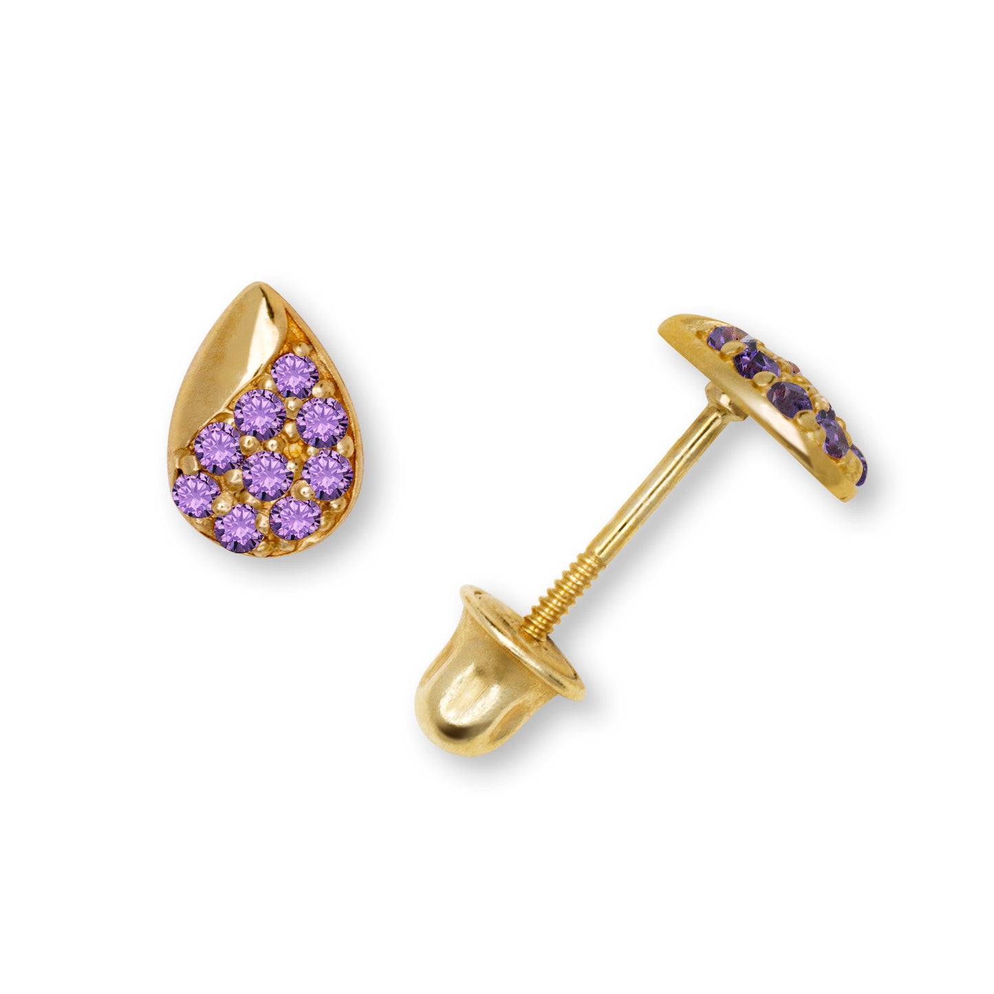 14K Solid Gold Drop Zircon Stud Earrings - BEYOND