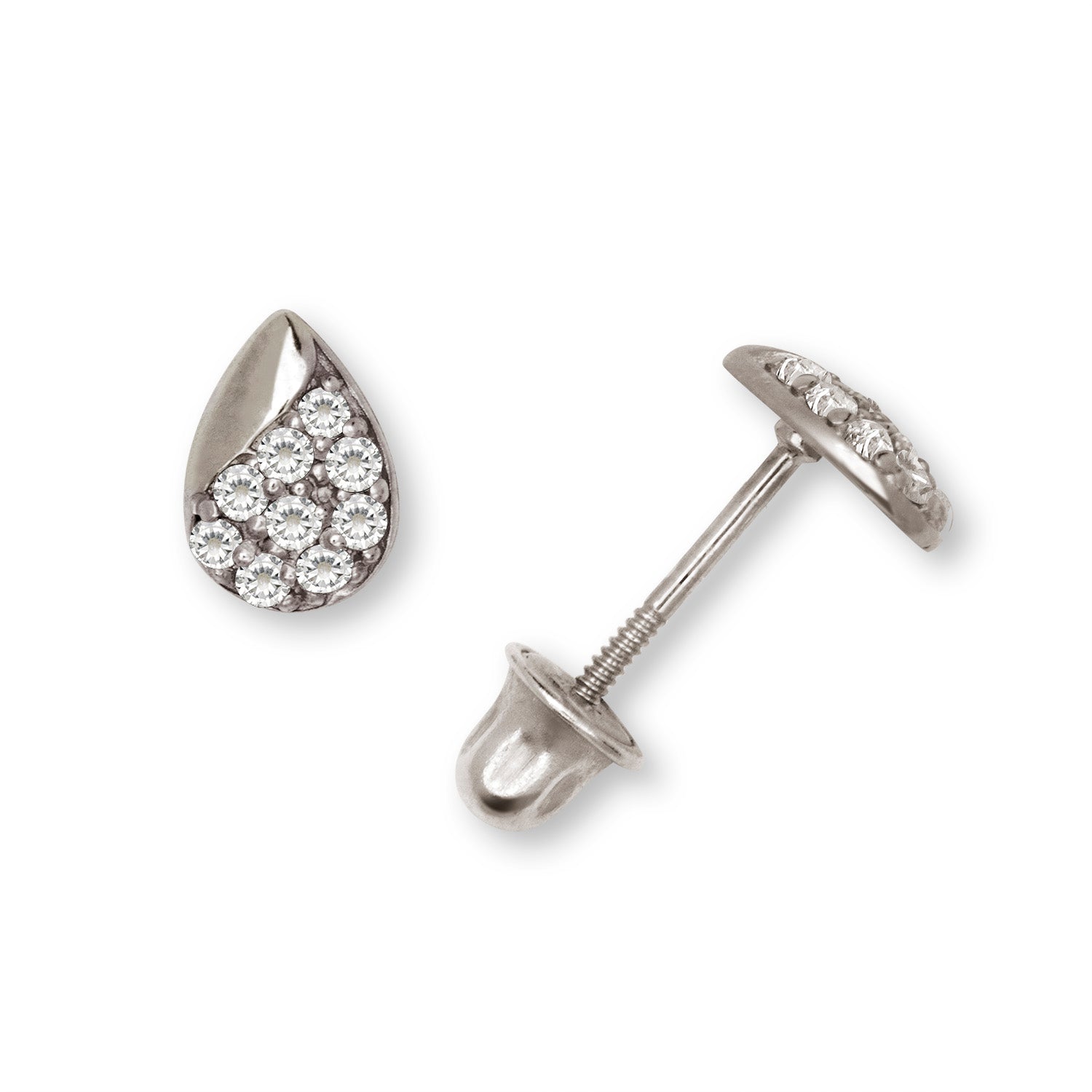 14K Solid Gold Drop Zircon Stud Earrings - BEYOND