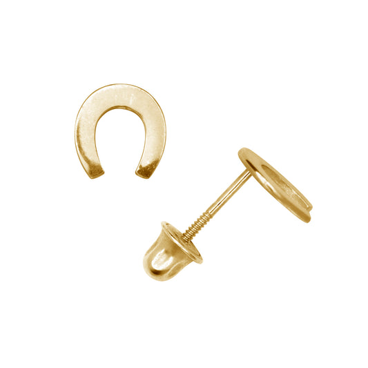 Minimalist 14K Solid Gold Horseshoe Earrings