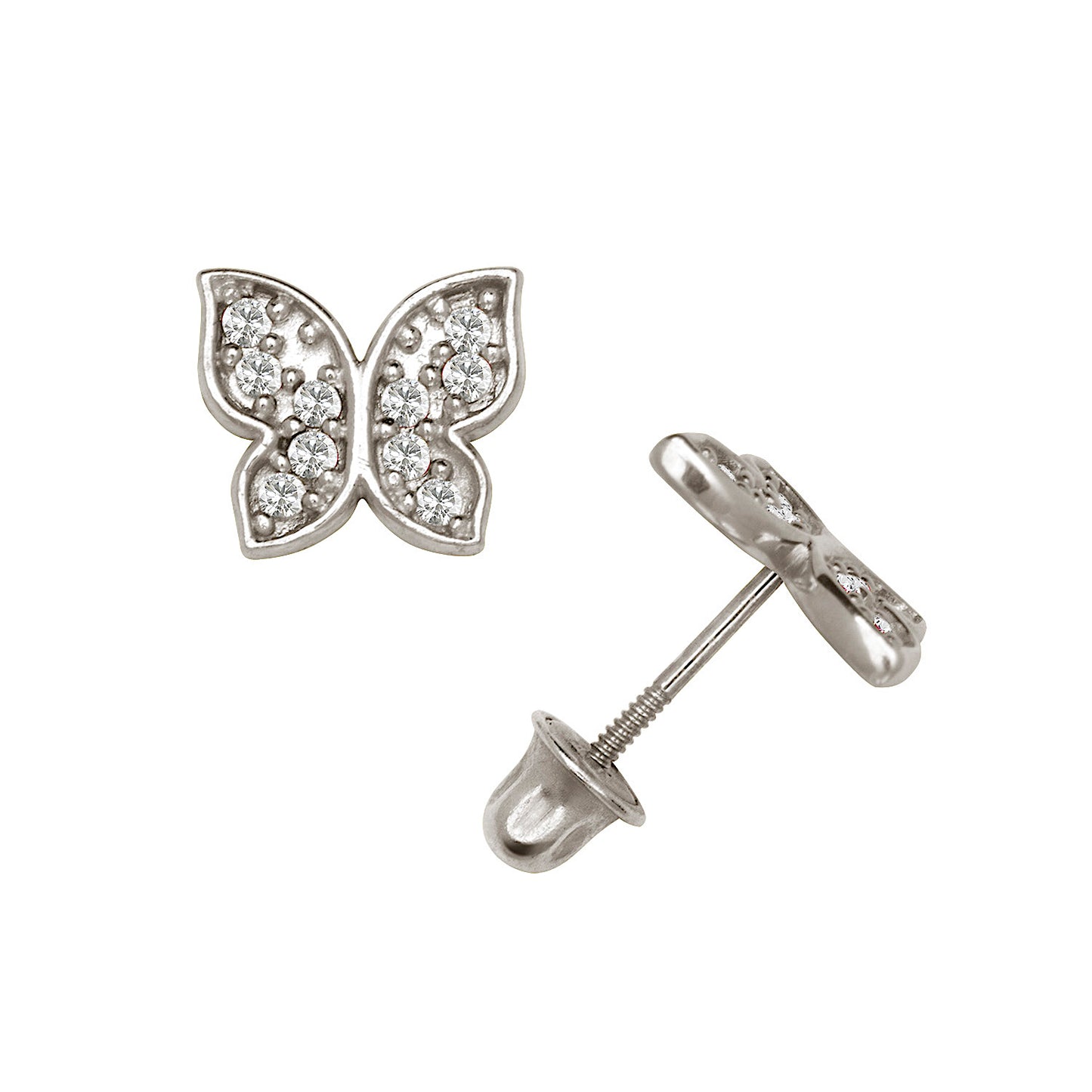 14K Gold Butterfly Zircon Stud Earrings