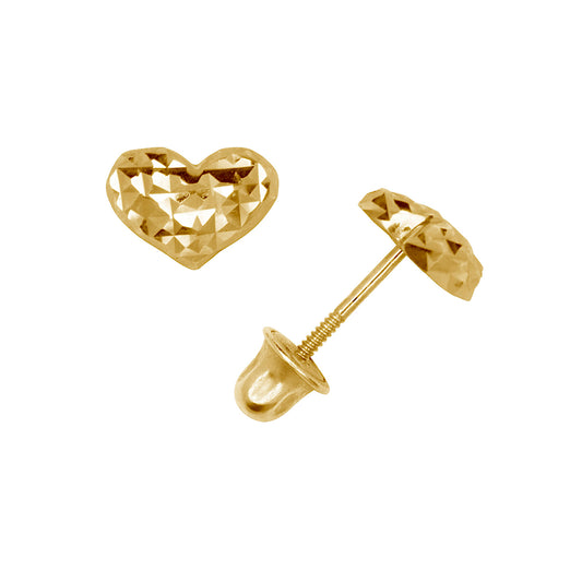 14K Solid Gold Heart Stud Earrings - BEYOND