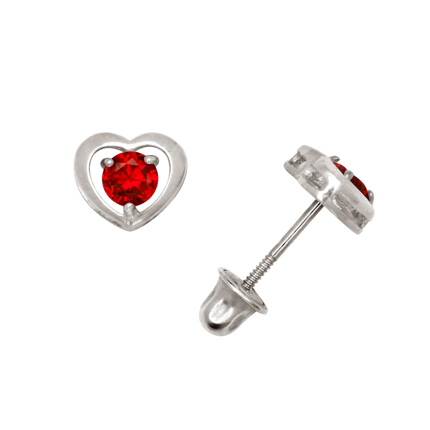 14K Solid Gold Heart Zircon Stud Earrings - BEYOND