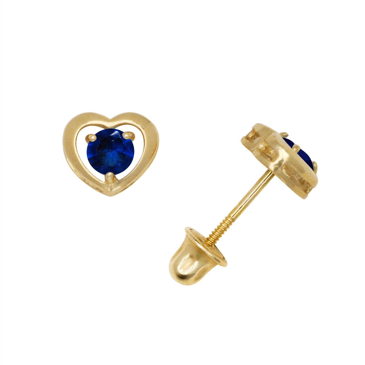 14K Solid Gold Heart Zircon Stud Earrings - BEYOND