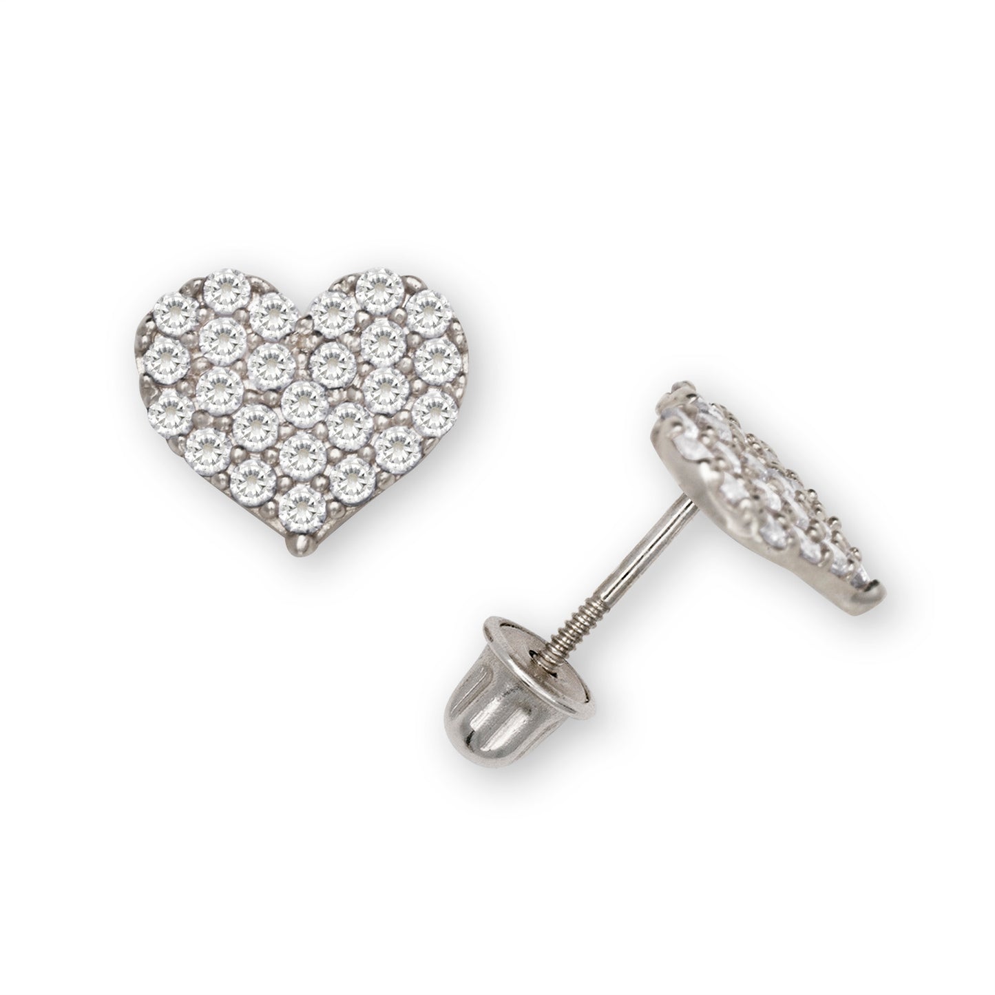 14K Solid Gold Heart Zircon Stud Earrings - BEYOND