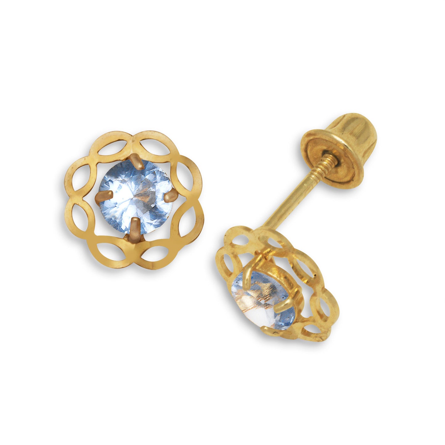 14K Solid Gold Stud Flower Zircon Earrings - BEYOND