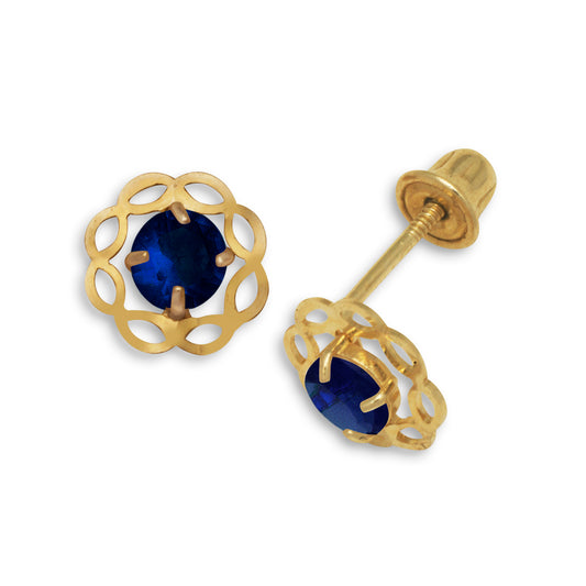 14K Solid Gold Stud Flower Zircon Earrings - BEYOND