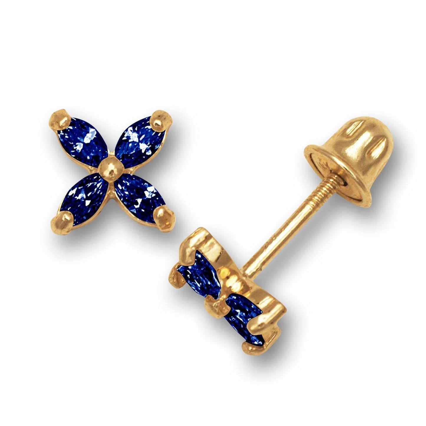 14K Solid Gold Stud Flower Zircon Earrings - BEYOND