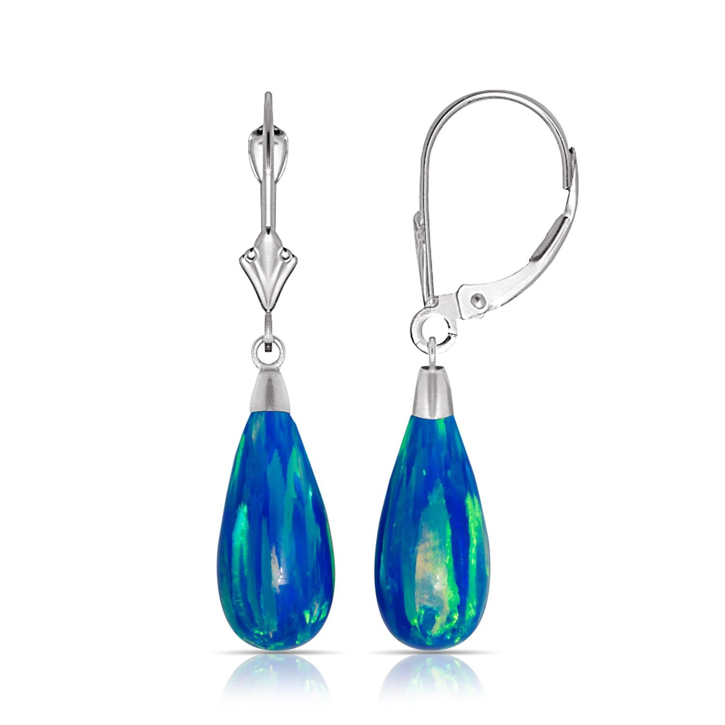 Opal Drops Levender Earrings 14K White Gold