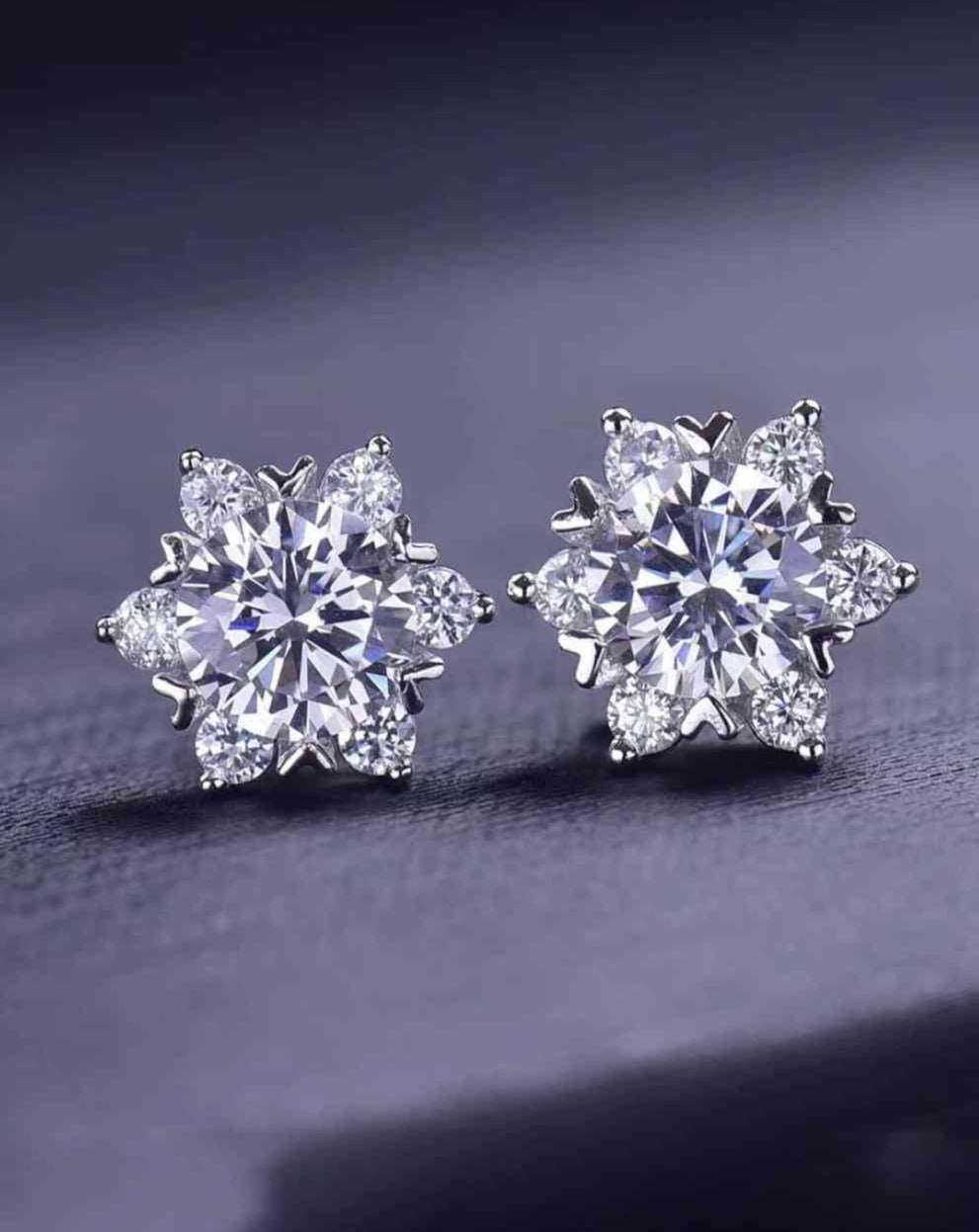 2 Carat Moissanite Floral Stud Earrings - BEYOND