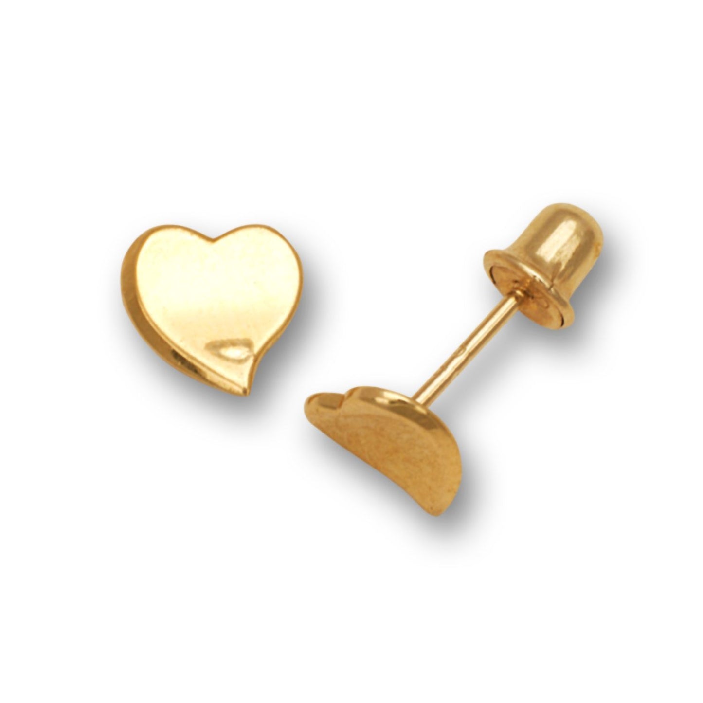 Solid Gold Stud Heart Shape Earrings 925 Sterling Silver Rhodium Plated Heart Stud Earring