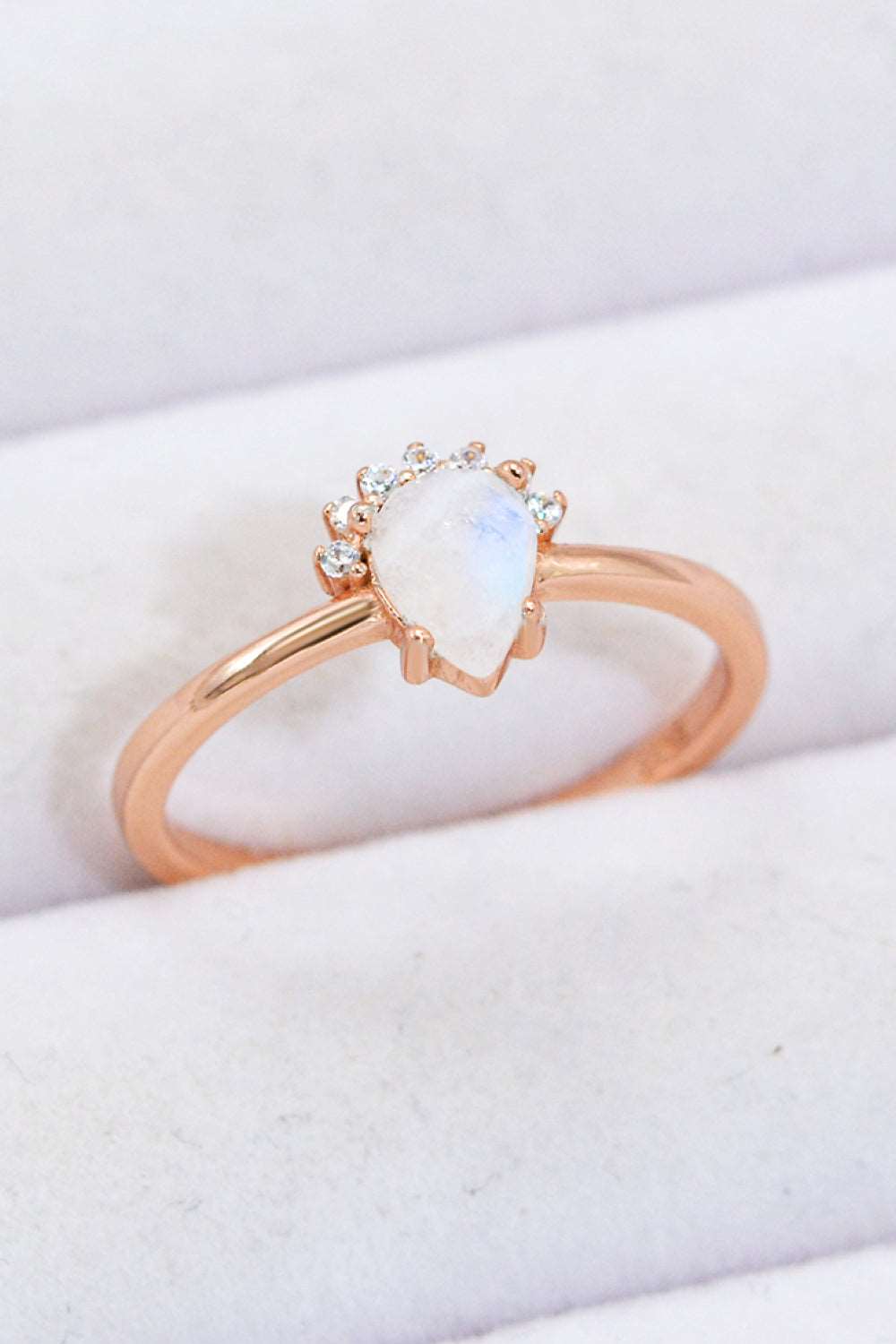 18K Rose Gold-Plated Pear Shape Natural Moonstone Ring - BEYOND