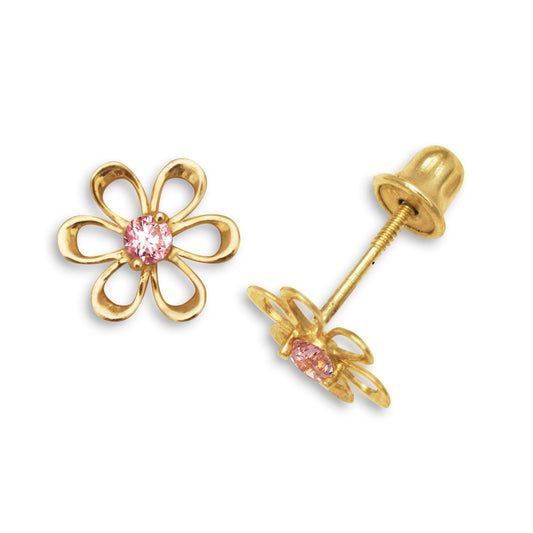 Solid Gold Stud Flower Zircon Earrings 925 Sterling Silver Rhodium Plated Flower Stud Earring