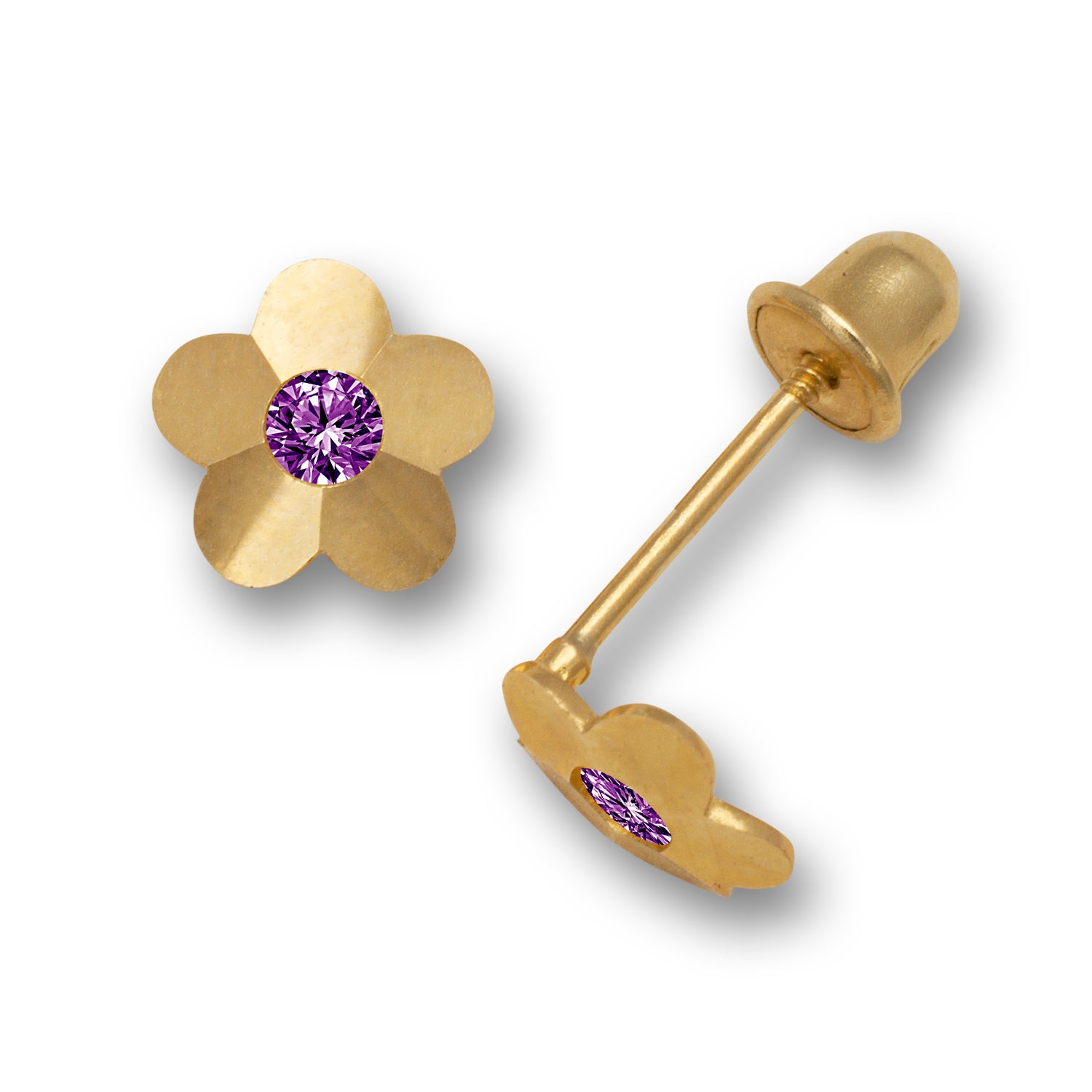 14K Gold Flower Zircon Stud Earrings - BEYOND