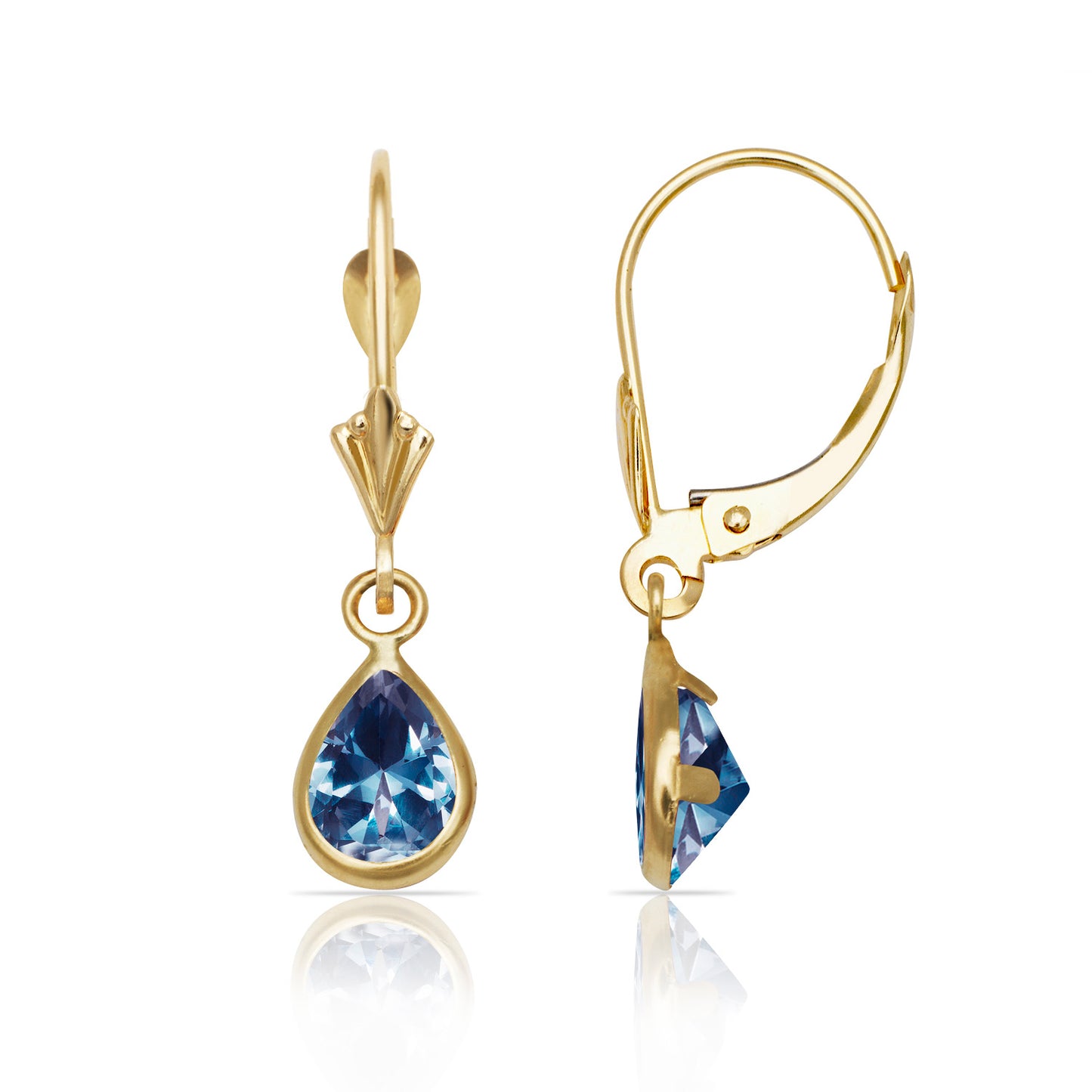 Gemstone Drop Earrings Leverback 14K Gold - BEYOND