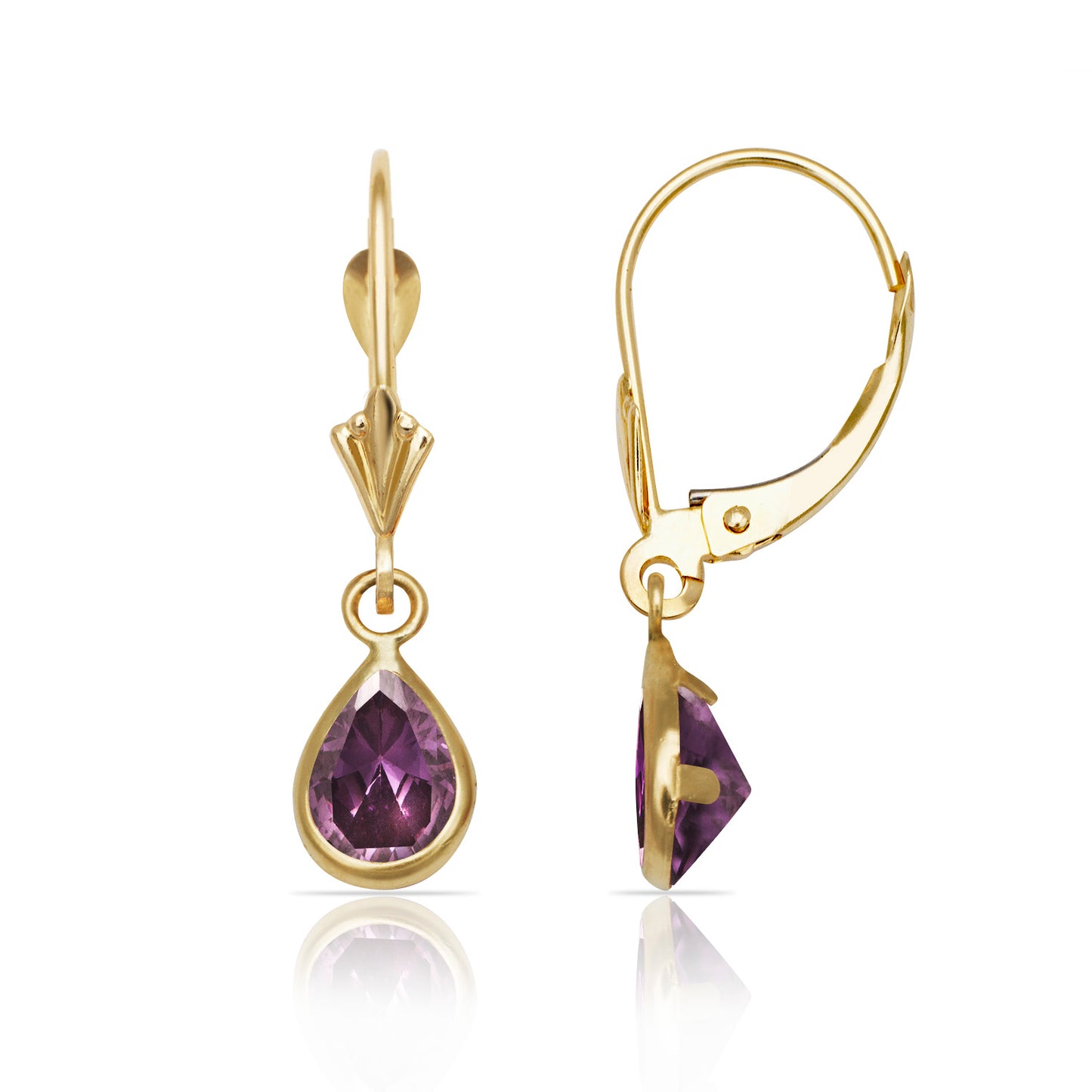 Gemstone Drop Earrings Lever-back 14K Gold