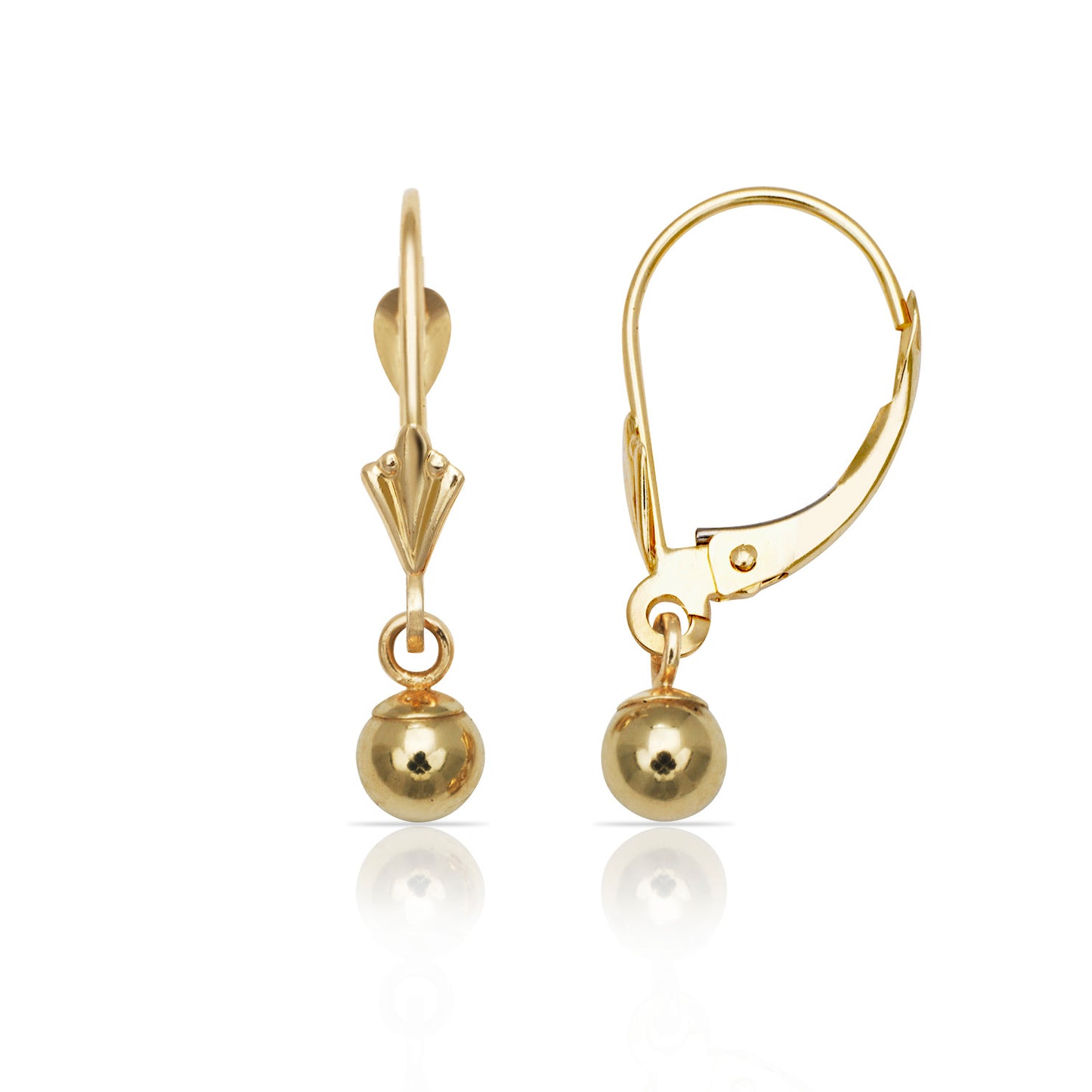 Minimalist 14K Gold Ball Leverback Earrings - out of stock