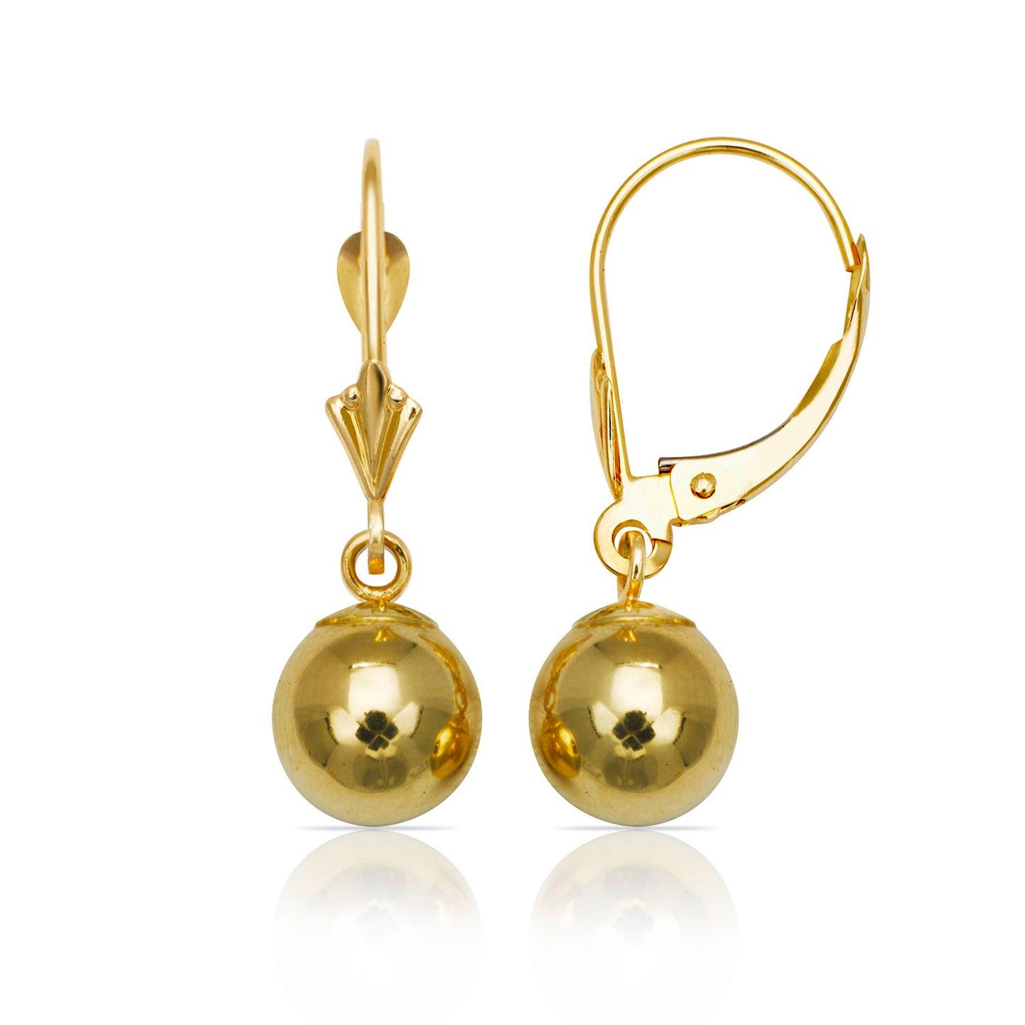 Minimalist 14K Gold Ball Leverback Earrings