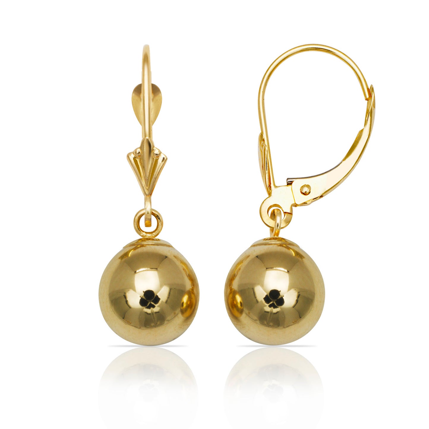 Minimalist 14K Gold Ball Leverback Earrings