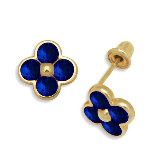 14K Solid Gold Flower Zircon Stud Earrings - BEYOND