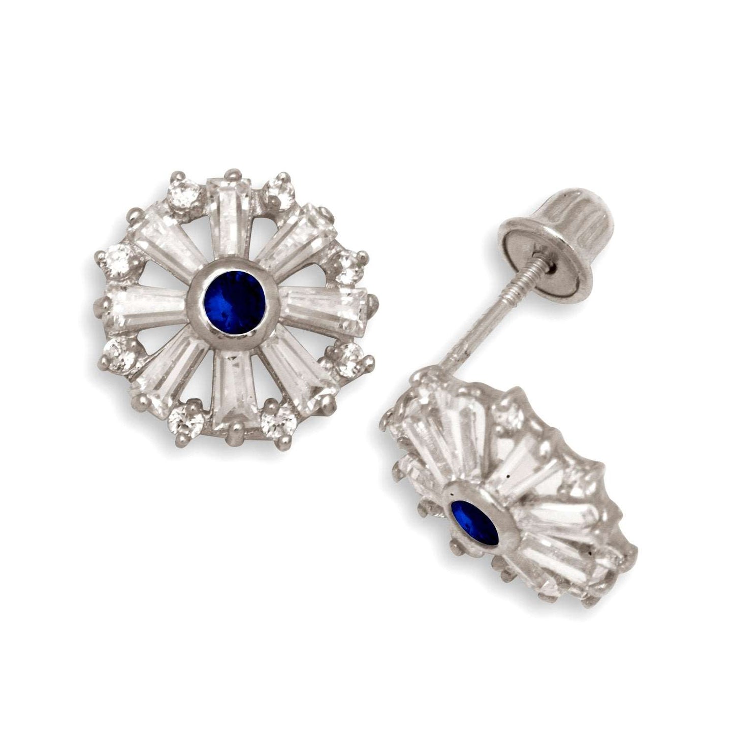 14K Solid Gold Flower Zircon Stud Earrings - BEYOND