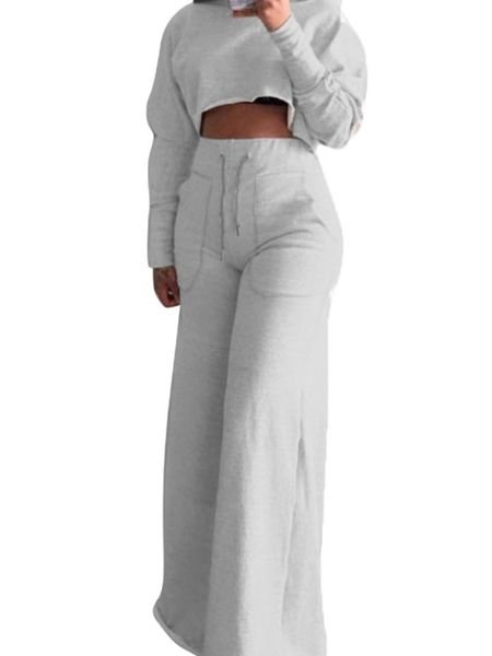 Cropped Long Sleeve Top and Wide Leg Pants Set - BEYOND FASHION