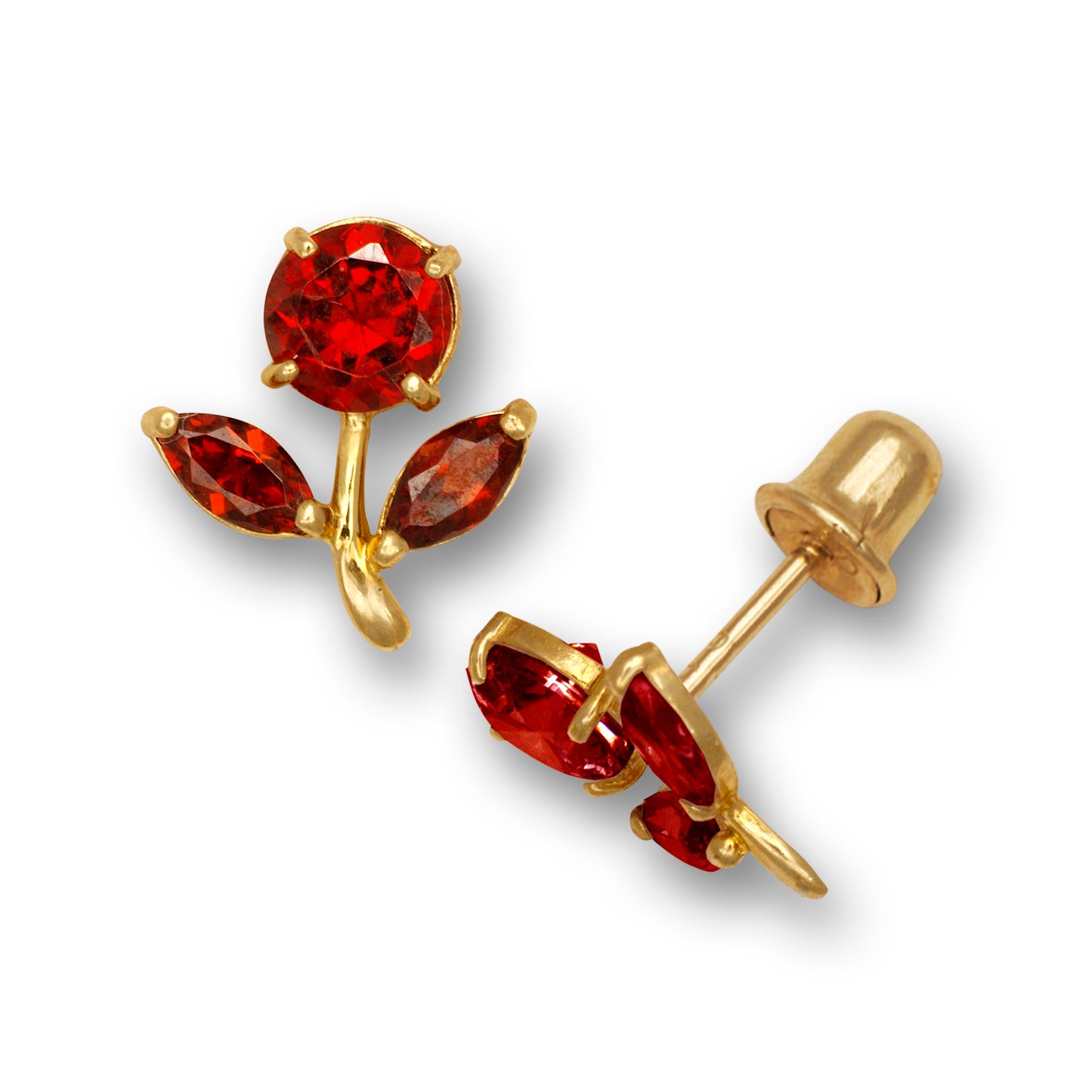 14K Solid Gold Stud Flower Zircon Earrings - BEYOND