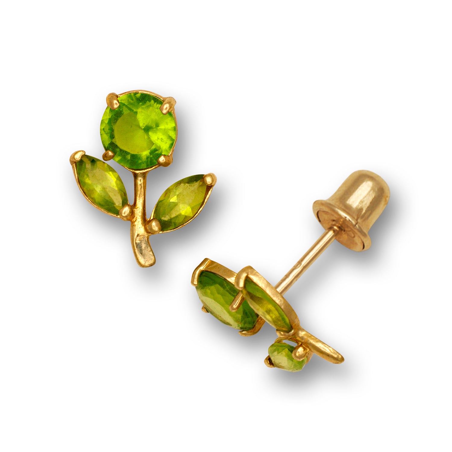 14K Solid Gold Stud Flower Zircon Earrings - BEYOND