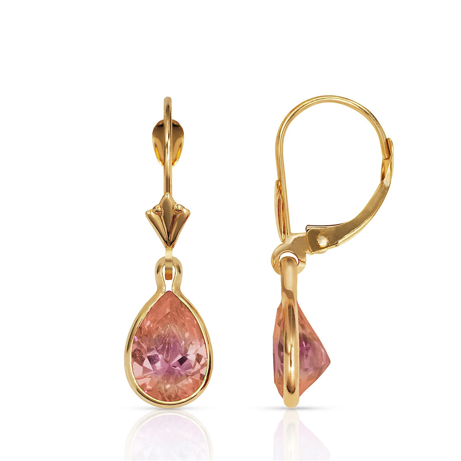 Gemstone Drop Earrings Leverback 14K Gold - BEYOND