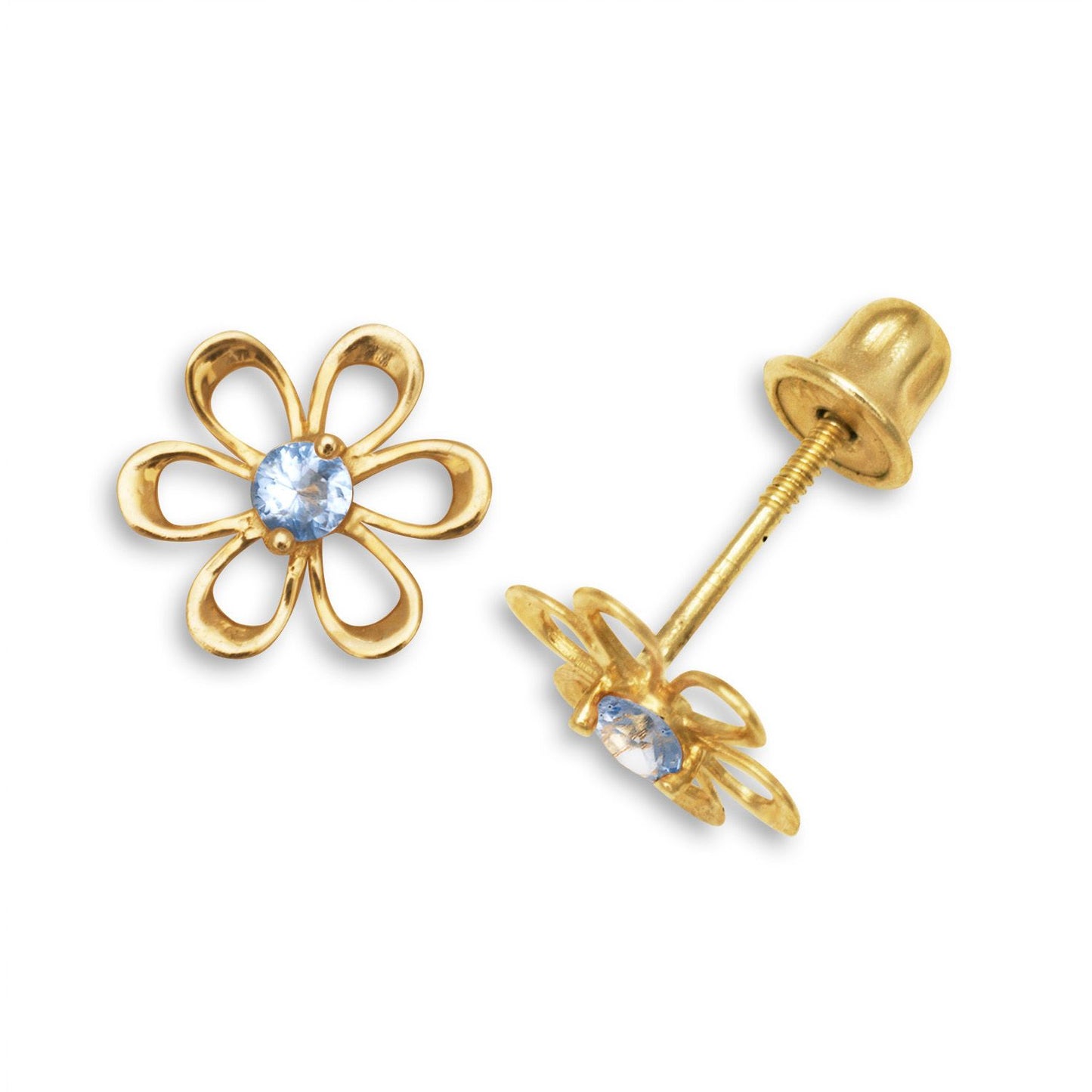 Solid Gold Stud Flower Zircon Earrings 925 Sterling Silver Rhodium Plated Flower Stud Earring
