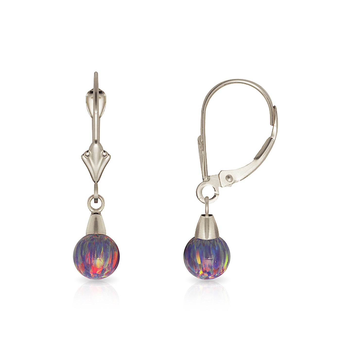 Minimalist 14K Solid Gold Purple Opal Drop Earrings