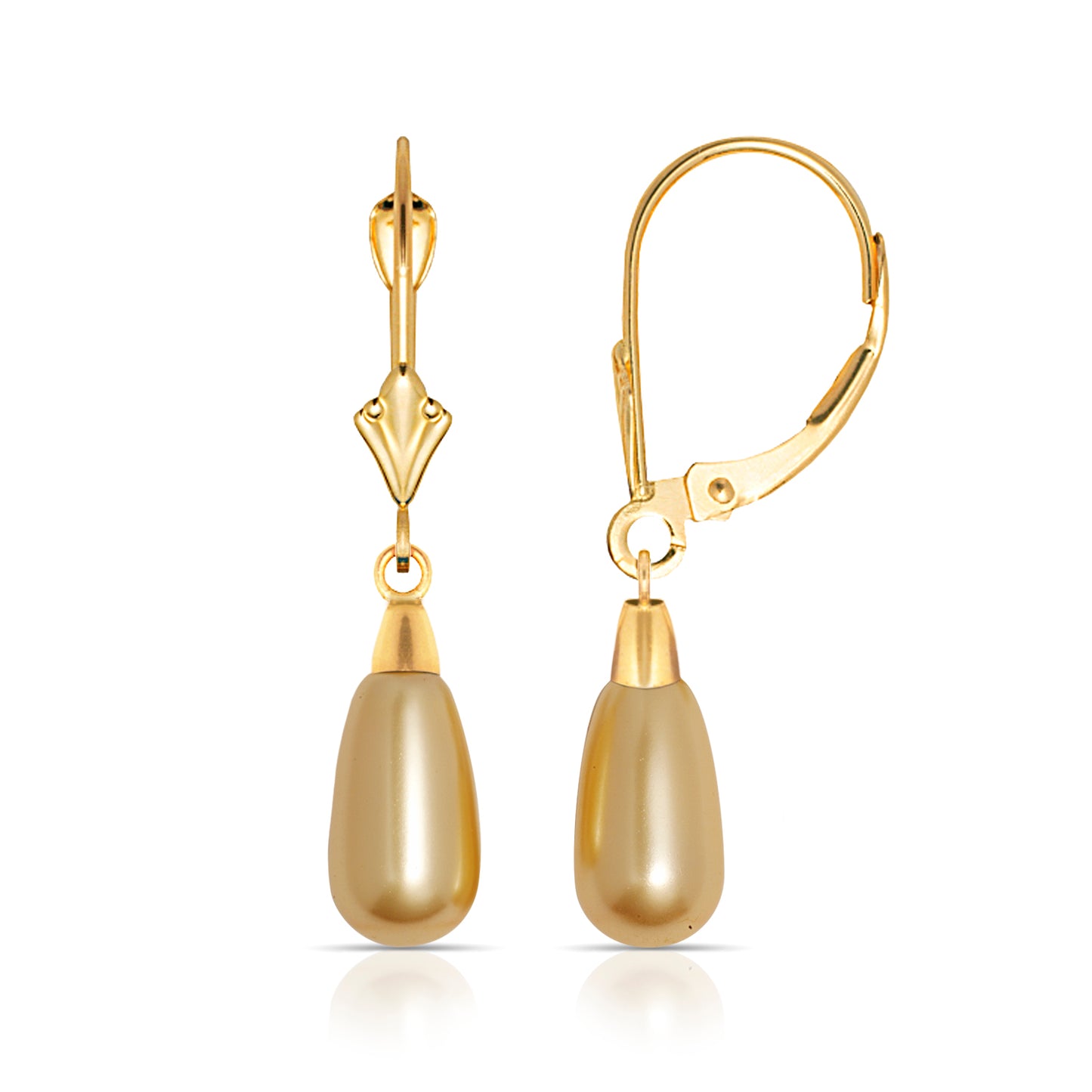 14K Gold Pearl Leverback Earrings - BEYOND