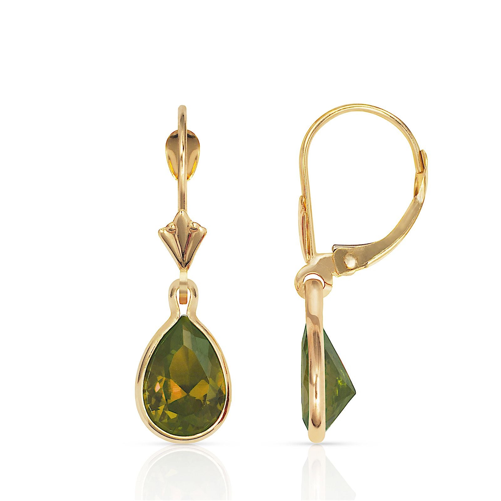 Gemstone Drop Earrings Leverback 14K Gold - BEYOND