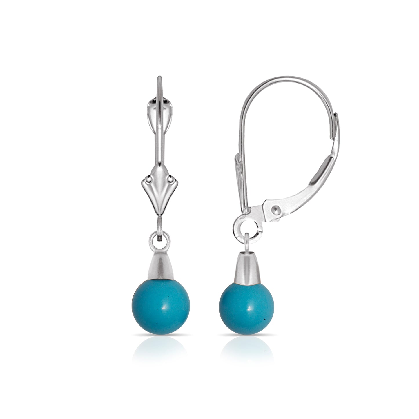 Turquoise 14K Solid Gold Leverback Earrings