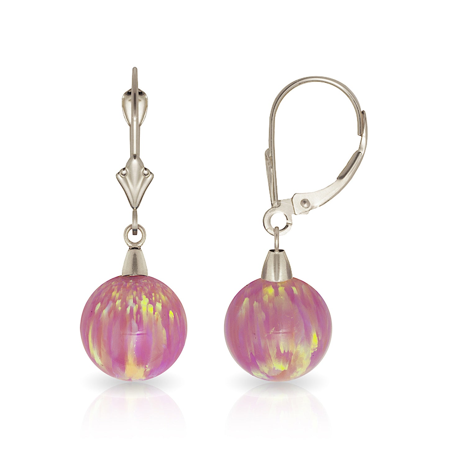 Minimalist 14K Solid Gold Pink Opal Drop Earrings