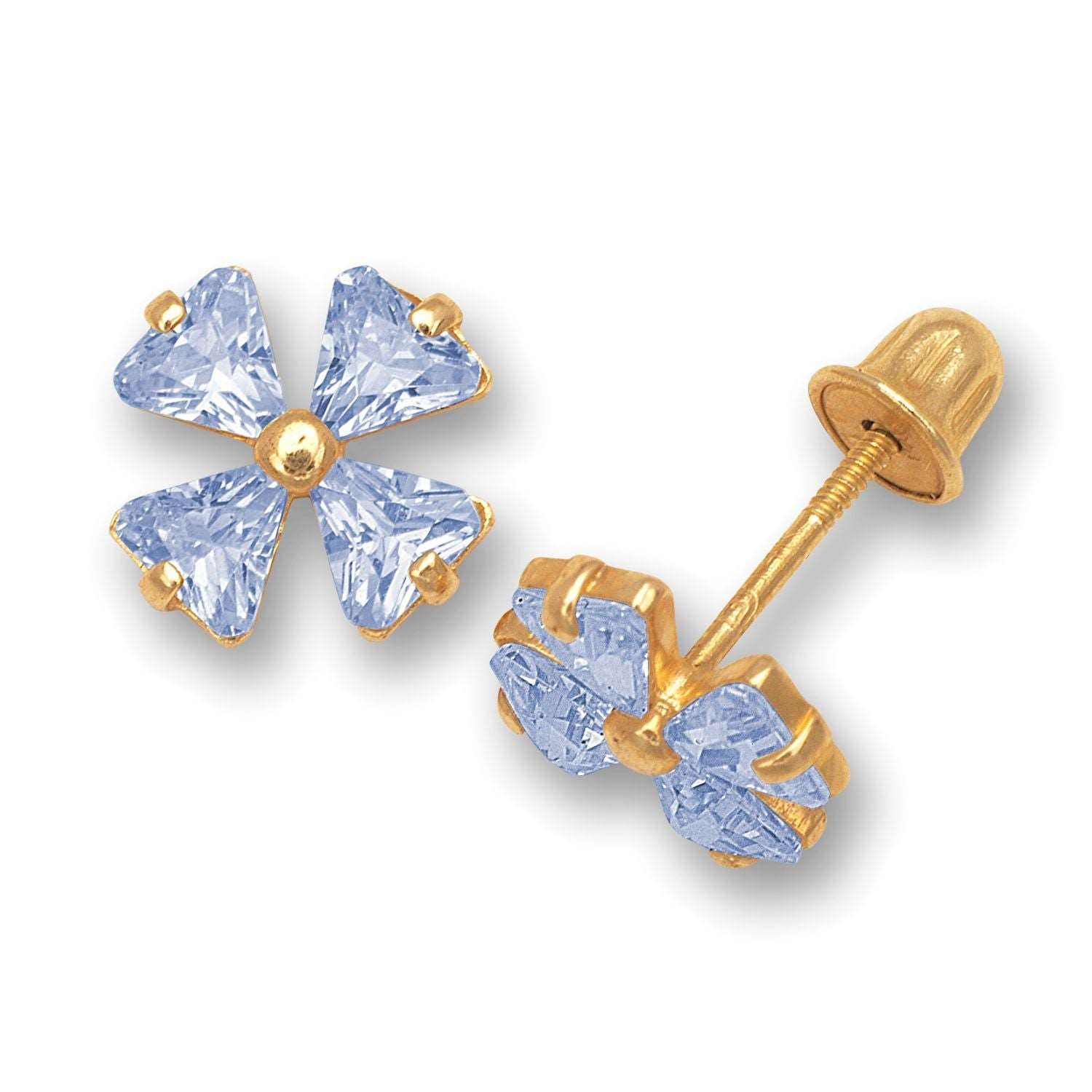 14K Solid Gold Stud Flower Zircon Earrings - BEYOND