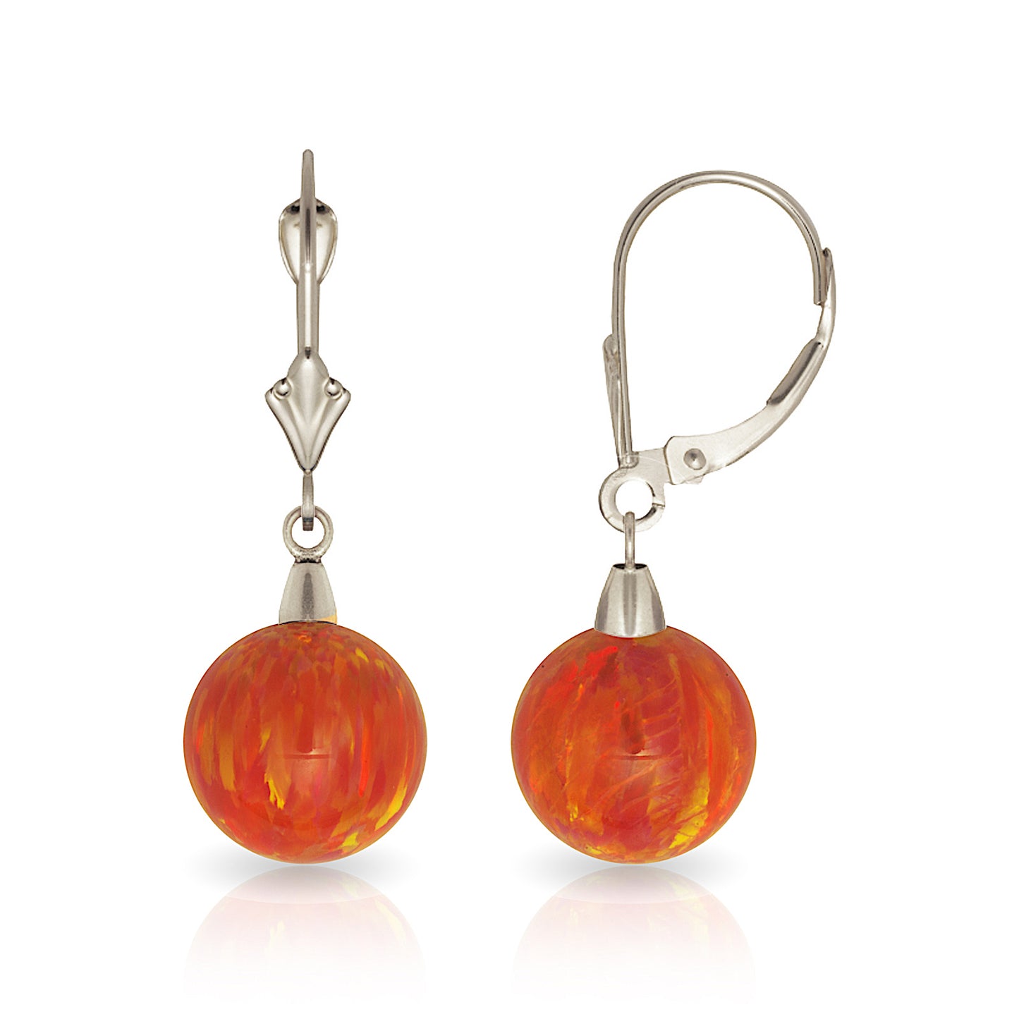 Minimalist 14K Solid Gold Orange Opal Drop Earrings