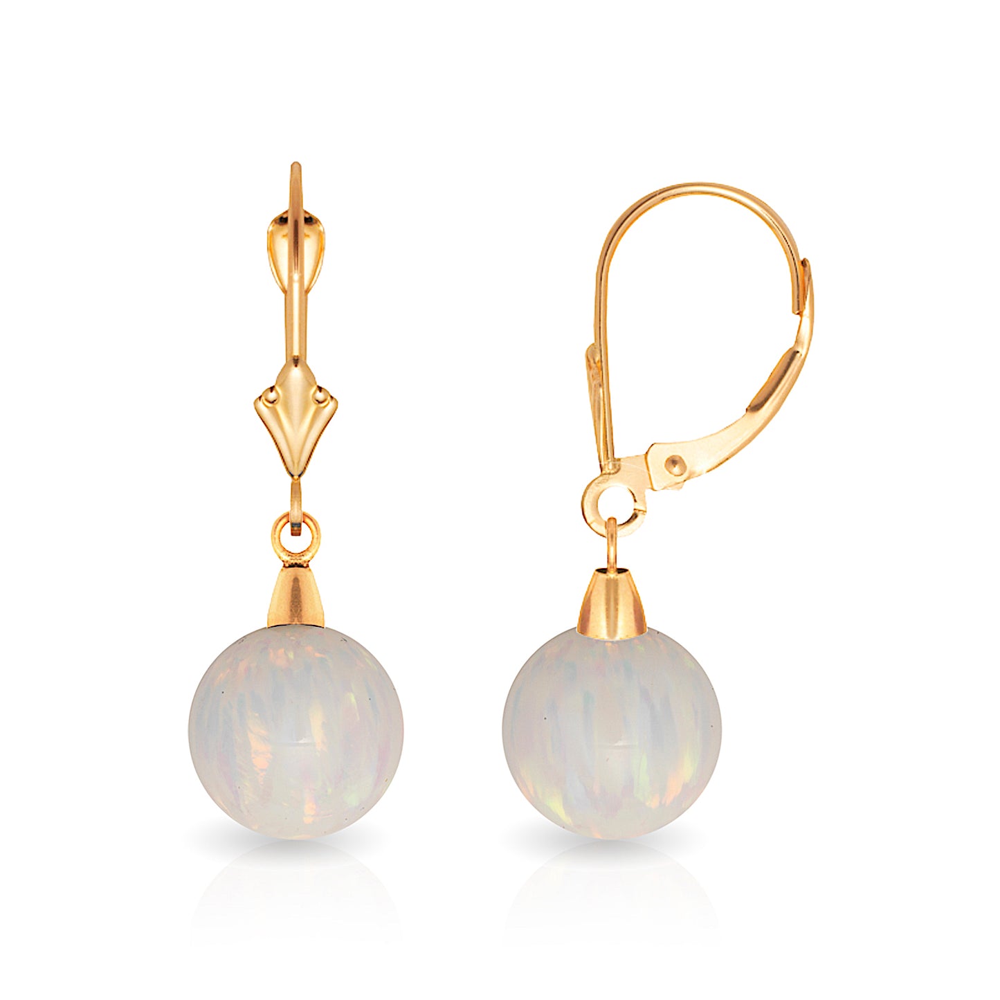 Minimalist 14K Gold White Opal Drop Earrings