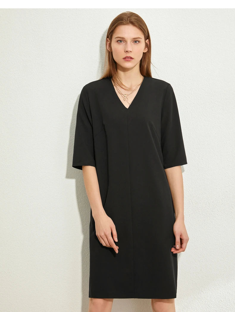 Minimalism V-Neck Loose Chiffon Dress