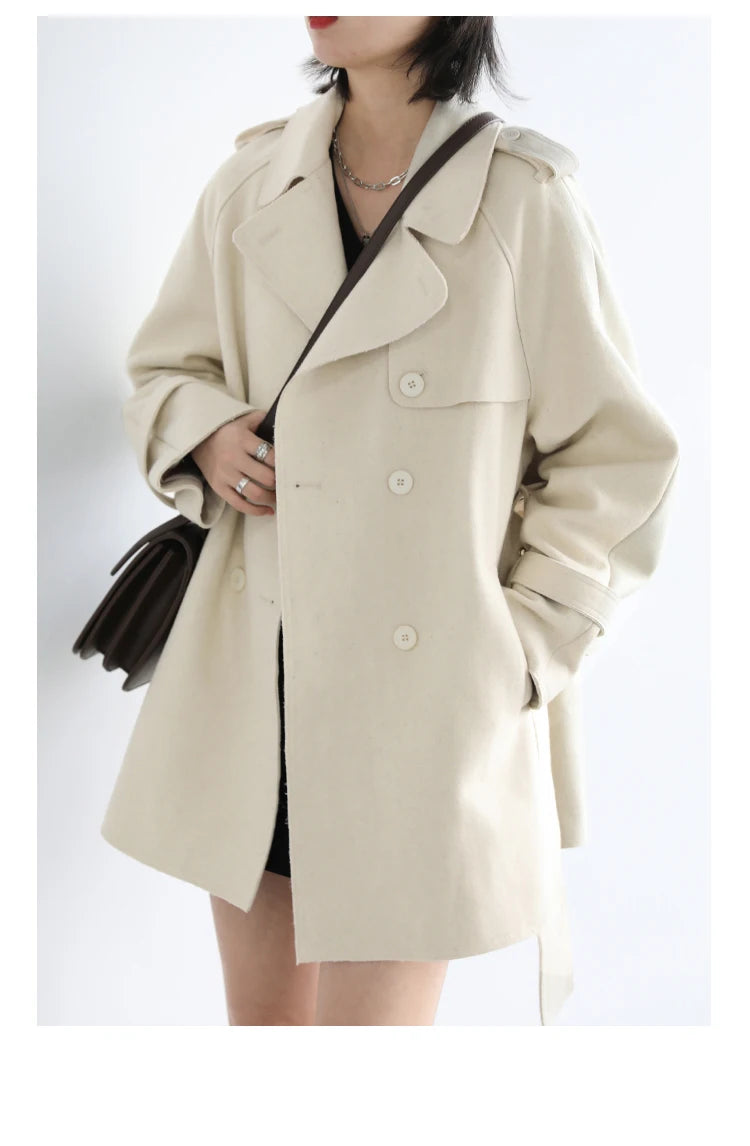 Woolen Solid Color Jacket Coat