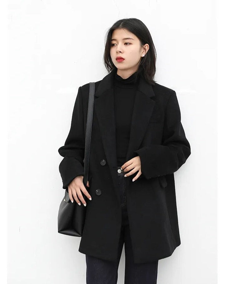 Wool Blend Blazer Coat