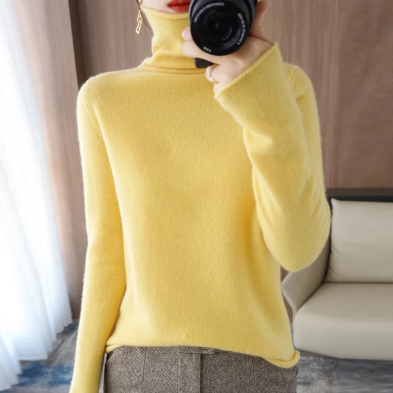 Turtleneck Cashmere Wool Sweater